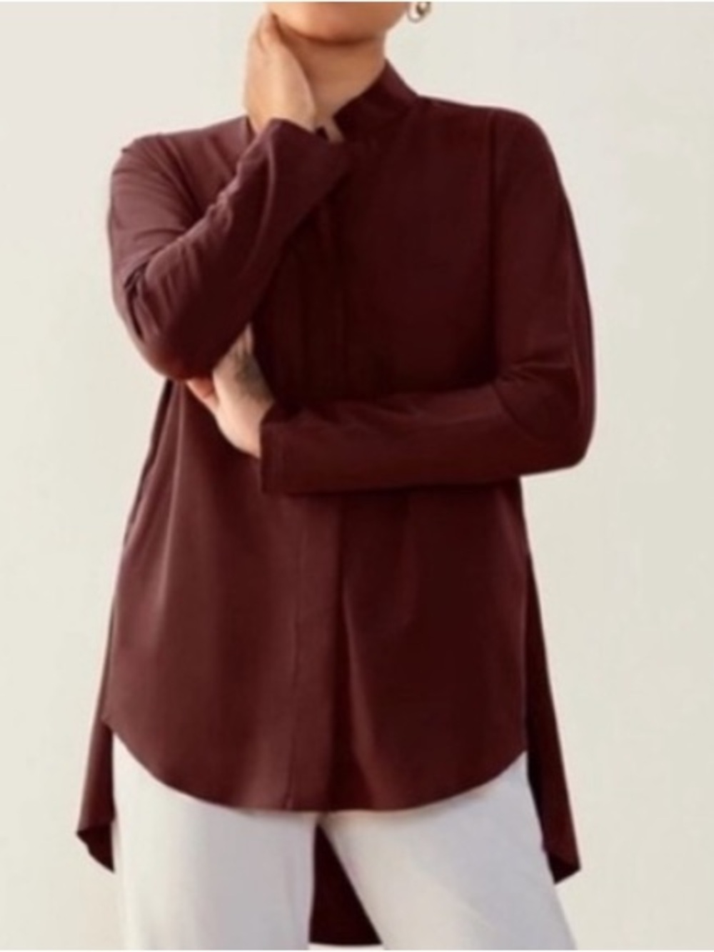 ADAY Something Borrowed Blouse Shirt Tunic Medium in Merlot